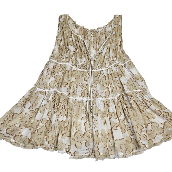 Intimately Free People Sundown Romper Boho Studded Jumper Tiered Beige Sheer XS - Picture 3 of 16